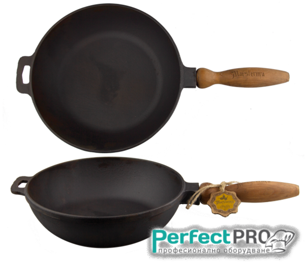 Чугунен тиган с дървена дръжка ф 26